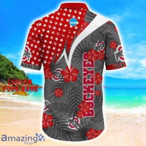 Ohio State Buckeyes Star Tropical Flower 3D Printed Hawaiian Shirt Personalized Name Product Photo 3
