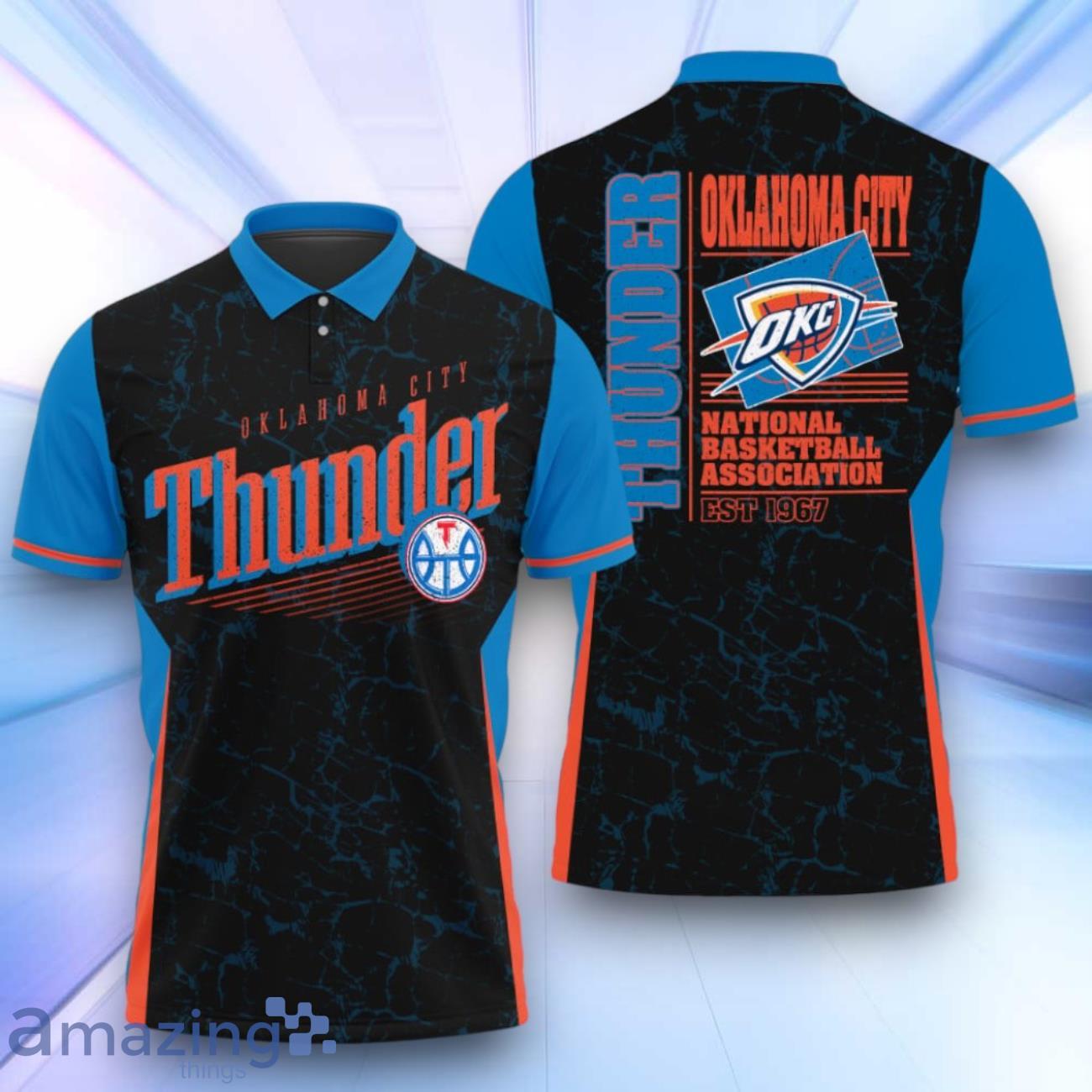 Oklahoma City Thunder Style NBA Playoffs 3D Design Basketball 2024 Polo Shirt image Oklahoma City Thunder Style NBA Playoffs 3D Design Basketball 2024 Polo Shirt Product Photo 1
