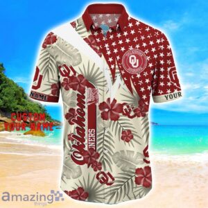 Oklahoma Sooners Star Tropical Flower 3D Printed Hawaiian Shirt Personalized Name image Oklahoma Sooners Star Tropical Flower 3D Printed Hawaiian Shirt Personalized Name Product Photo 2