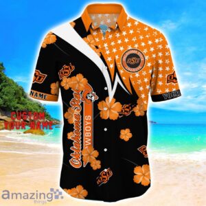 Oklahoma State Cowboys Star Tropical Flower 3D Printed Hawaiian Shirt Personalized Name Product Photo 2