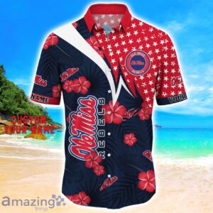 Ole Miss Rebels Star Tropical Flower 3D Printed Hawaiian Shirt Personalized Name Product Photo 2