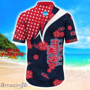Ole Miss Rebels Star Tropical Flower 3D Printed Hawaiian Shirt Personalized Name Product Photo 3
