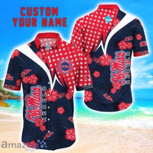 Ole Miss Rebels Star Tropical Flower 3D Printed Hawaiian Shirt Personalized Name Product Photo 1