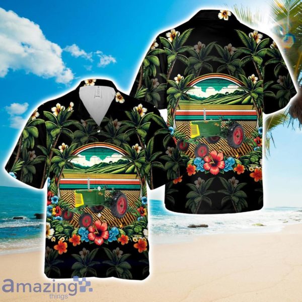 Oliver 66 Tractor with Spring Tooth Harrow Aloha 3D Hawaiian Shirt Product Photo 1