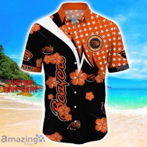 Oregon State Beavers Star Tropical Flower 3D Printed Hawaiian Shirt Personalized Name image Oregon State Beavers Star Tropical Flower 3D Printed Hawaiian Shirt Personalized Name Product Photo 2