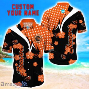 Oregon State Beavers Star Tropical Flower 3D Printed Hawaiian Shirt Personalized Name Product Photo 1