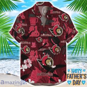 Ottawa Senators Coffee Hat and Logo Pattern Hawaiian Shirt Father’s Day Gift NHL Team Product Photo 1