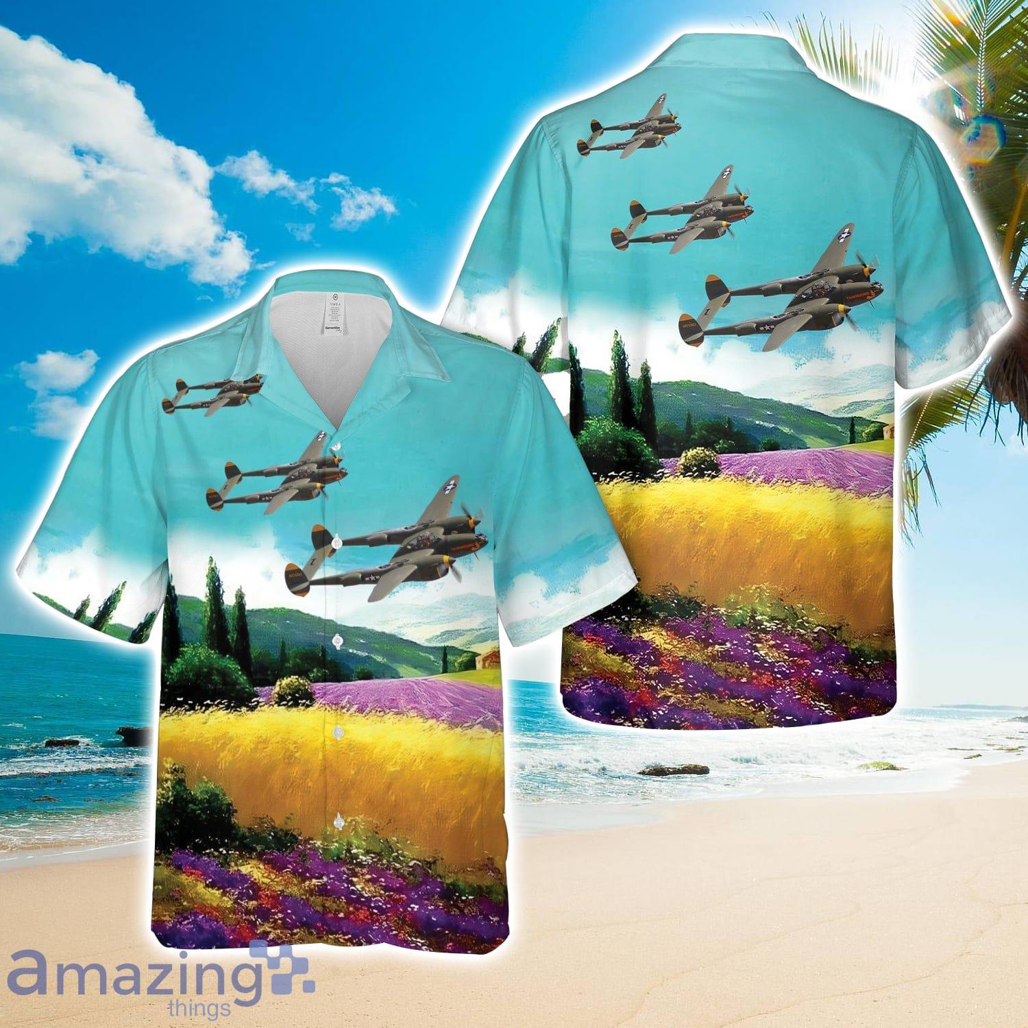 P-38 Lightning ''Tangerine'' Hawaiian Shirt Men Women Men Women Beach Shirt Product Photo 1