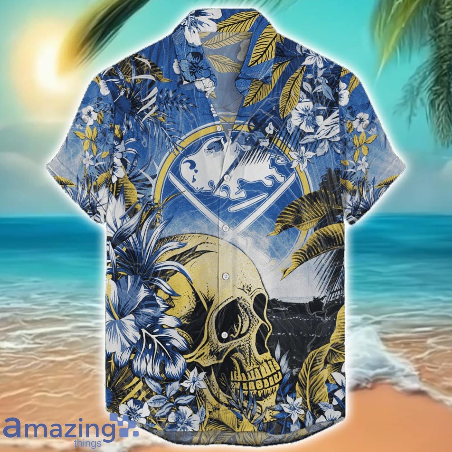 Buffalo Sabres Tropical Skull Halloween 3D Hawaiian Shirt For Men Women NHL Fans Buffalo Sabres Tropical Skull Halloween 3D Hawaiian Shirt For Men Women NHL Fans Product Photo 1