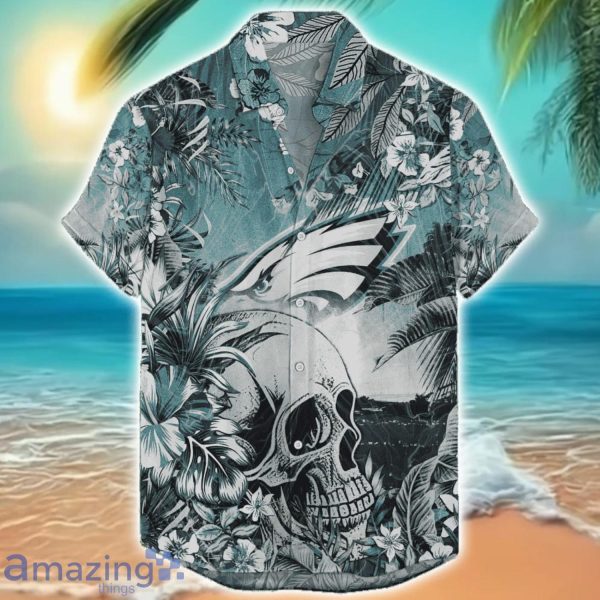 Philadelphia Eagles Tropical Skull Halloween 3D Hawaiian Shirt For Men Women NFL Fans Product Photo 1