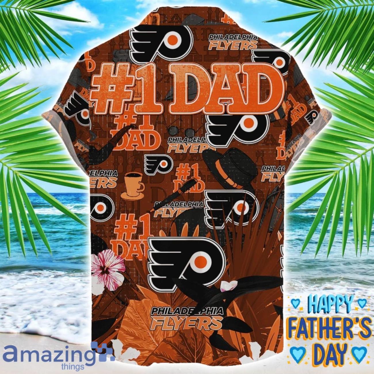 Philadelphia Flyers Coffee Hat and Logo Pattern Hawaiian Shirt Father’s Day Gift NHL Team image Philadelphia Flyers Coffee Hat and Logo Pattern Hawaiian Shirt Father’s Day Gift NHL Team Product Photo 2
