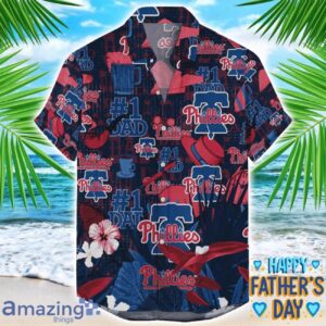 Philadelphia Phillies Coffee Hat and Logo Pattern Hawaiian Shirt Father’s Day Gift MLB Team Product Photo 1