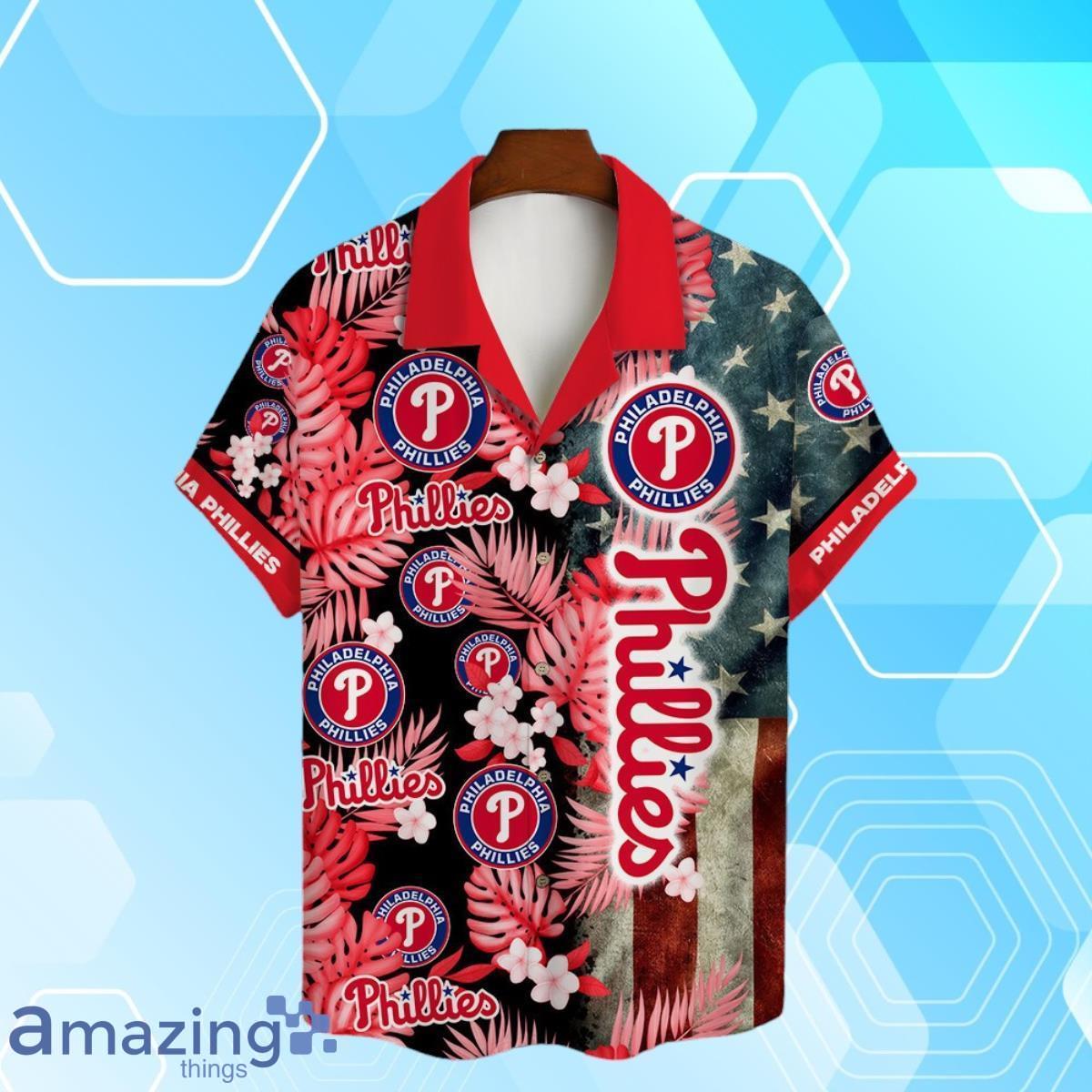 Philadelphia Phillies MLB US Flag Summer Tropical Hawaiian Shirt And Short image Philadelphia Phillies MLB US Flag Summer Tropical Hawaiian Shirt And Short Product Photo 2