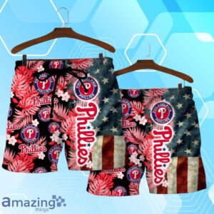 Philadelphia Phillies MLB US Flag Summer Tropical Hawaiian Shirt And Short image Philadelphia Phillies MLB US Flag Summer Tropical Hawaiian Shirt And Short Product Photo 4