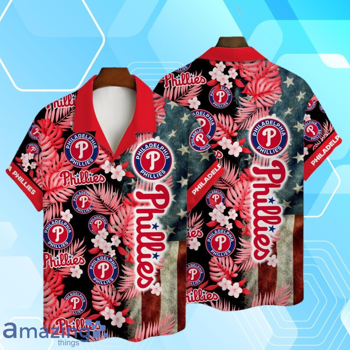Philadelphia Phillies MLB US Flag Summer Tropical Hawaiian Shirt And Short image Philadelphia Phillies MLB US Flag Summer Tropical Hawaiian Shirt And Short Product Photo 1