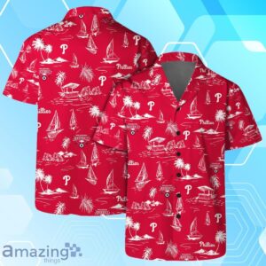 Philadelphia Phillies Team Logo Beach Vibes Pattern Hawaiian Shirt And Short Product Photo 1