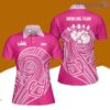Pink Tribal Bowling Polo Shirts For Women
