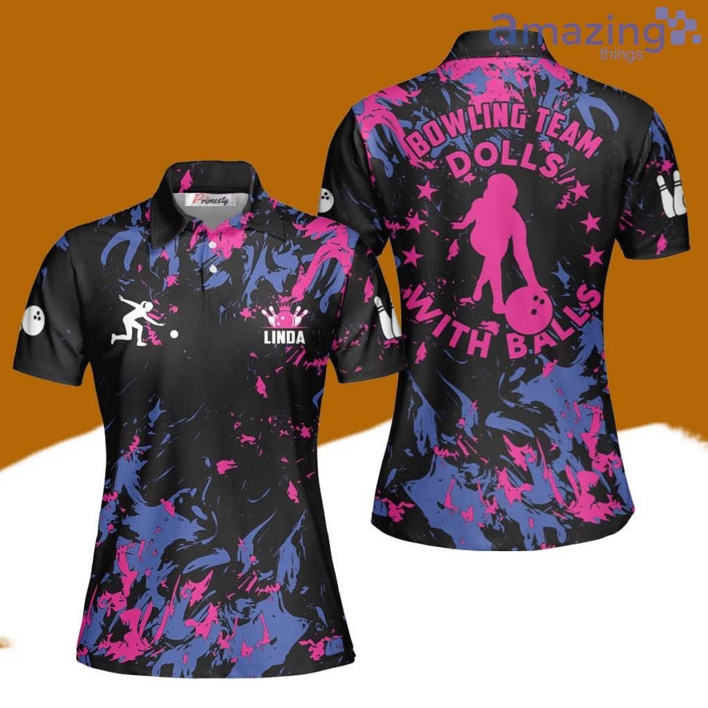 Pink paint Bowling Polo Shirts For Women image Pink paint Bowling Polo Shirts For Women Product Photo 1
