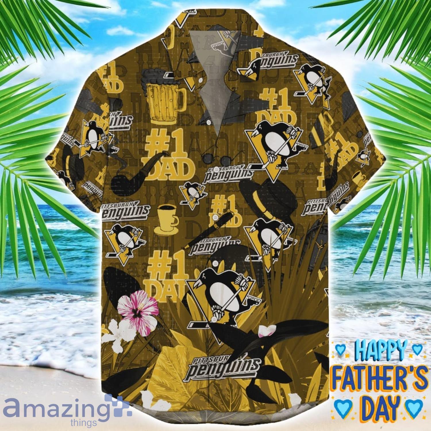 Pittsburgh Penguins Coffee Hat and Logo Pattern Hawaiian Shirt Father’s Day Gift NHL Team image Pittsburgh Penguins Coffee Hat and Logo Pattern Hawaiian Shirt Father’s Day Gift NHL Team Product Photo 1