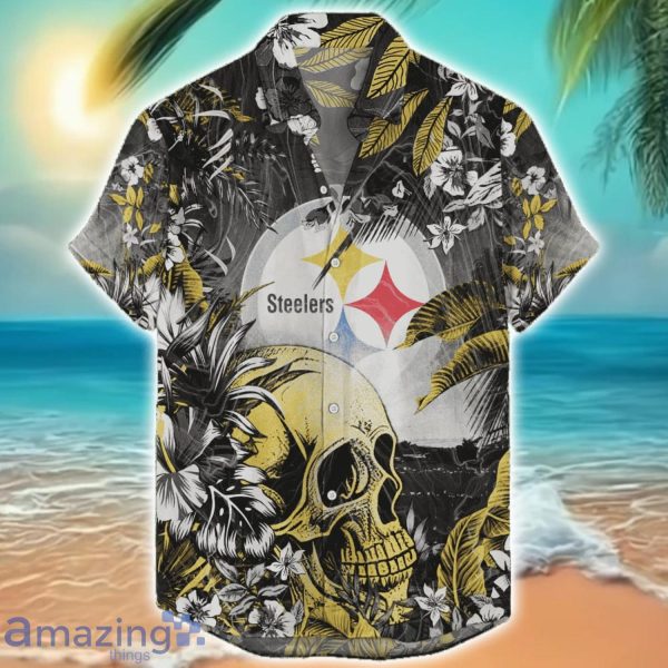 Pittsburgh Steelers Tropical Skull Halloween 3D Hawaiian Shirt For Men Women NFL Fans Product Photo 1