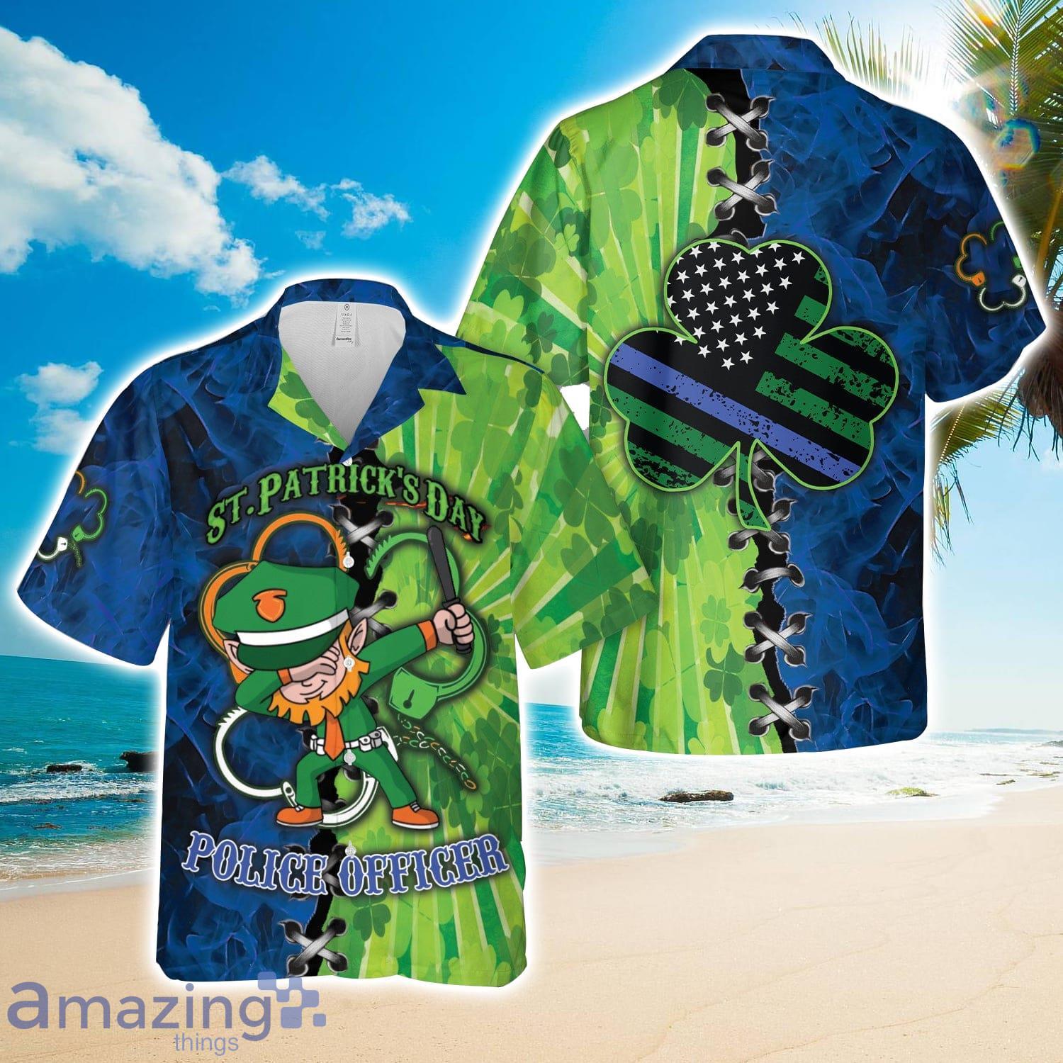 Police St Patrick's Day Leprechaun Hawaiian Shirt Men Women Men Women Beach Shirt Product Photo 1
