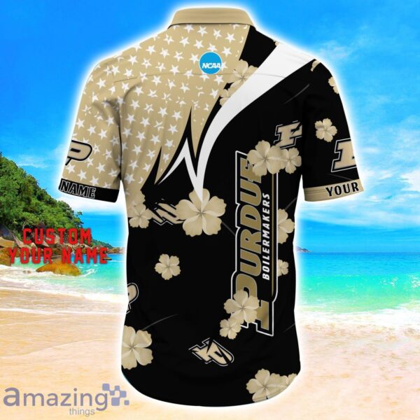 Purdue Boilermakers Star Tropical Flower 3D Printed Hawaiian Shirt Personalized Name Product Photo 3