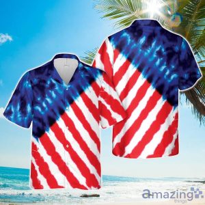 Red, White, and Blue Tie Dye, 4th of July 3D Hawaiian Shirt Beach Holiday Gift Product Photo 1
