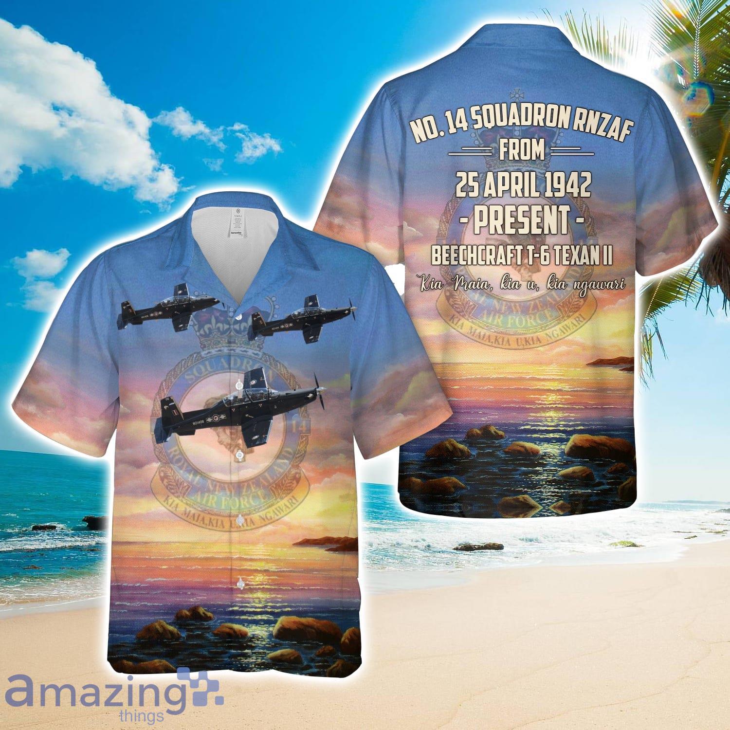 Royal New Zealand Air Force No. 14 Squadron RNZAF Beechcraft T-6 Texan II Hawaiian Shirt Men Women Men Women Beach Shirt Product Photo 1