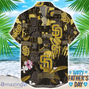 San Diego Padres Coffee Hat and Logo Pattern Hawaiian Shirt Father’s Day Gift MLB Team Product Photo 1