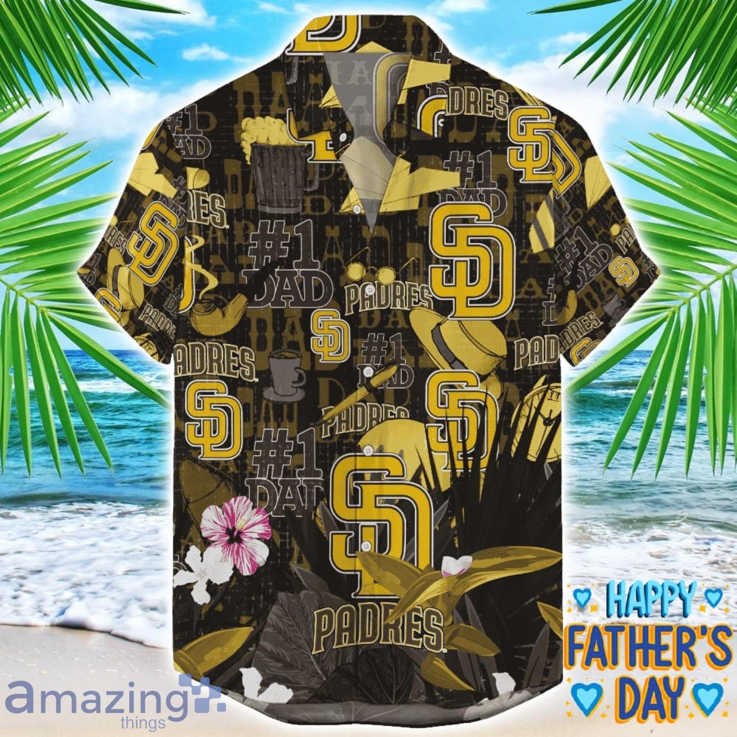San Diego Padres Coffee Hat and Logo Pattern Hawaiian Shirt Father’s Day Gift MLB Team image San Diego Padres Coffee Hat and Logo Pattern Hawaiian Shirt Father’s Day Gift MLB Team Product Photo 1