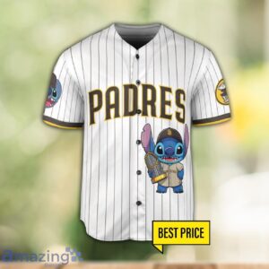 San Diego Padres Lilo And Stitch 3D Baseball Jersey Shirt Striped Custom Name And Number Product Photo 2