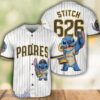 San Diego Padres Lilo And Stitch 3D Baseball Jersey Shirt Striped Custom Name And Number