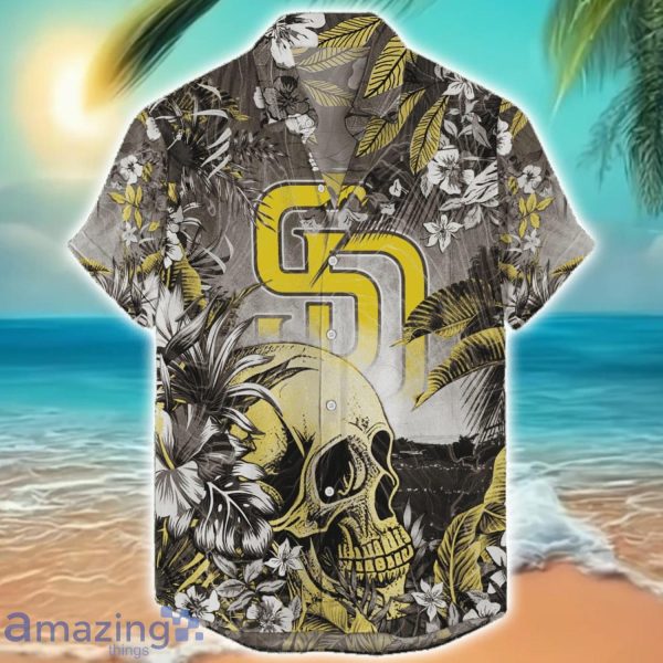 San Diego Padres Tropical Skull Halloween 3D Hawaiian Shirt For Men Women MLB Fans Product Photo 1