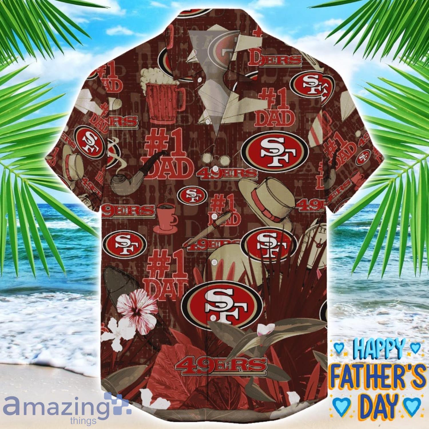 San Francisco 49ers Coffee Hat and Logo Pattern Hawaiian Shirt Father’s Day Gift NFL Team image San Francisco 49ers Coffee Hat and Logo Pattern Hawaiian Shirt Father’s Day Gift NFL Team Product Photo 1