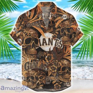 San Francisco Giants Flower and Skull Hawaiian Shirt MLB Team Halloween Shirt Product Photo 1