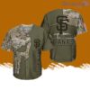 San Francisco Giants Military Style Baseball Jersey Shirt Skull Camo Green