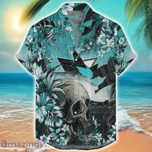 San Jose Sharks Tropical Skull Halloween 3D Hawaiian Shirt For Men Women NHL Fans Product Photo 1