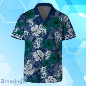 Seattle Mariners MLB Team Logo Hawaiian Shirt And Short Vintage Pattern image Seattle Mariners MLB Team Logo Hawaiian Shirt And Short Vintage Pattern Product Photo 2