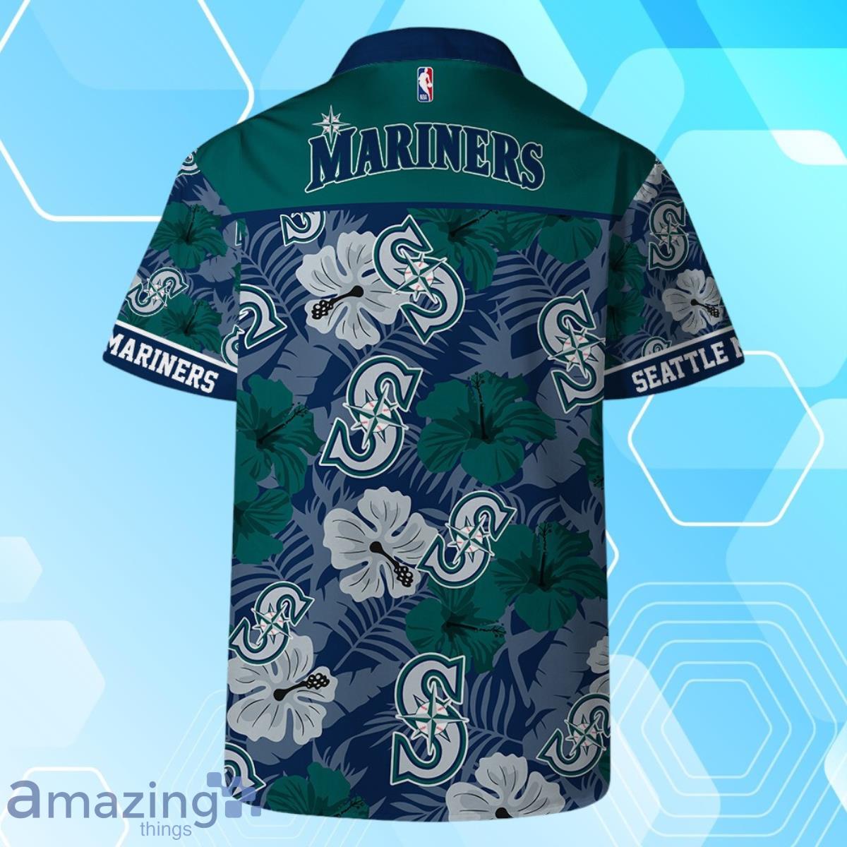 Seattle Mariners MLB Team Logo Hawaiian Shirt And Short Vintage Pattern image Seattle Mariners MLB Team Logo Hawaiian Shirt And Short Vintage Pattern Product Photo 3