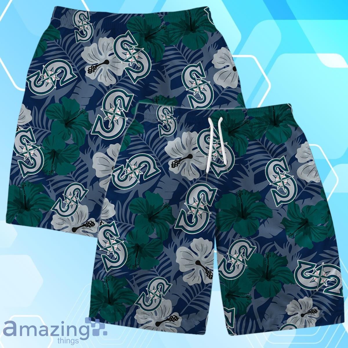 Seattle Mariners MLB Team Logo Hawaiian Shirt And Short Vintage Pattern image Seattle Mariners MLB Team Logo Hawaiian Shirt And Short Vintage Pattern Product Photo 4