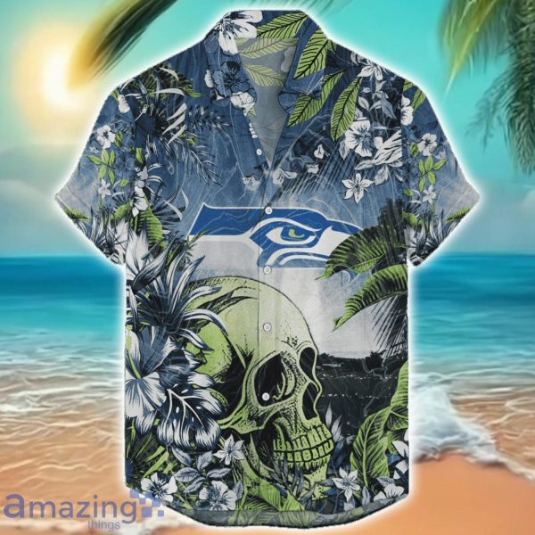 Seattle Seahawks Tropical Skull Halloween 3D Hawaiian Shirt For Men Women NFL Fans Product Photo 1