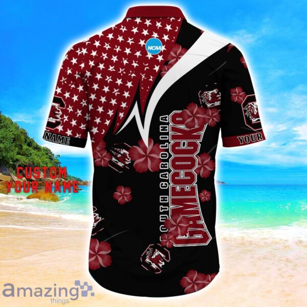 South Carolina Gamecocks Star Tropical Flower 3D Printed Hawaiian Shirt Personalized Name Product Photo 3