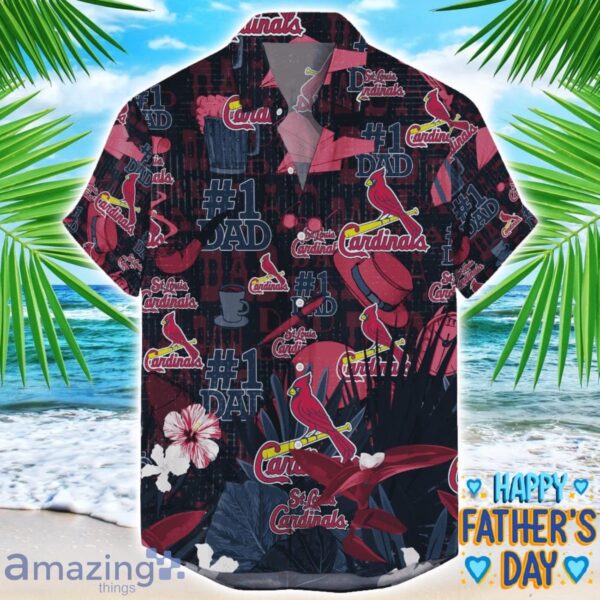 St Louis Cardinals Coffee Hat and Logo Pattern Hawaiian Shirt Father’s Day Gift MLB Team Product Photo 1