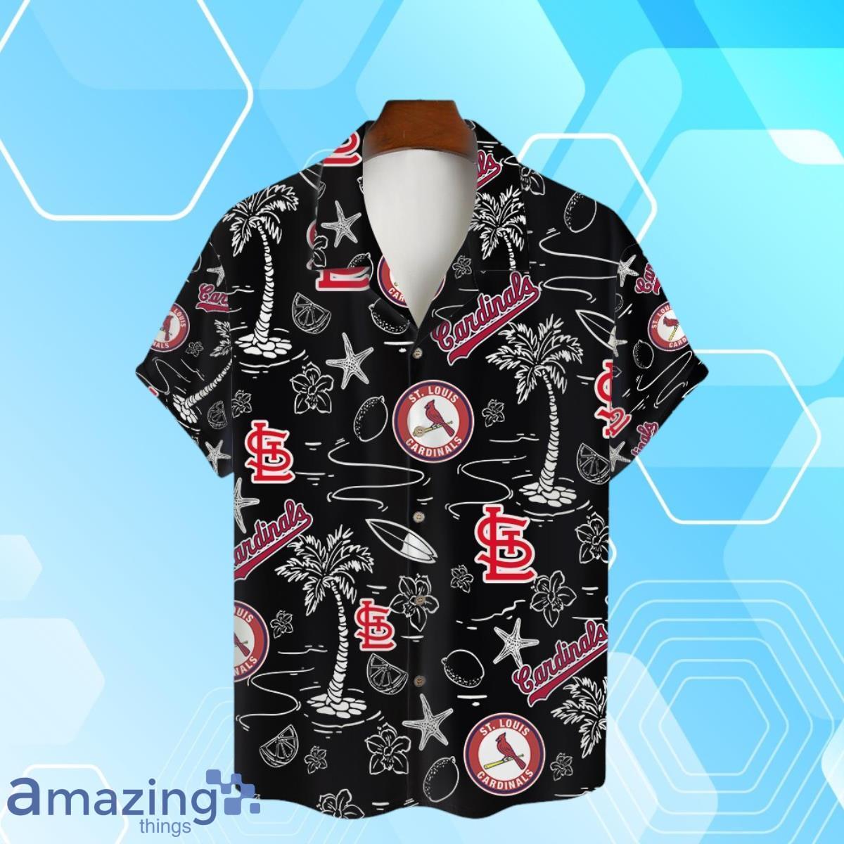 St. Louis Cardinals MLB Team Logo Beachscape Design Hawaiian Shirt And Short image St. Louis Cardinals MLB Team Logo Beachscape Design Hawaiian Shirt And Short Product Photo 2