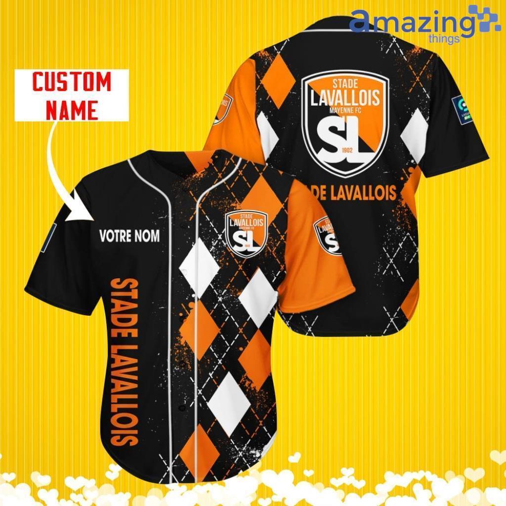 Stade Lavallois Sports Logo Jersey Baseball Shirt Custom Name With Diamond Brush Pattern For Men And Women image Stade Lavallois Sports Logo Jersey Baseball Shirt Custom Name With Diamond Brush Pattern For Men And Women Product Photo 1