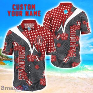 Stanford Cardinal Star Tropical Flower 3D Printed Hawaiian Shirt Personalized Name Product Photo 1