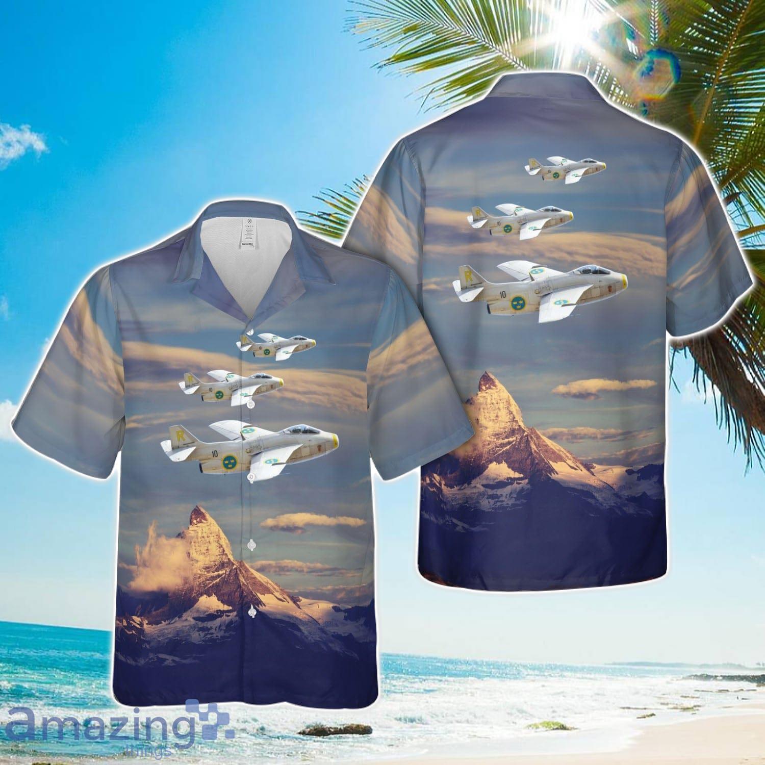 Swedish Air Force SAAB J29 Tunnan 8589 Beach Gift Hawaiian Shirt image Swedish Air Force SAAB J29 Tunnan-8589 Beach Gift Hawaiian Shirt Product Photo 1