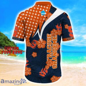 Syracuse Orange Star Tropical Flower 3D Printed Hawaiian Shirt Personalized Name image Syracuse Orange Star Tropical Flower 3D Printed Hawaiian Shirt Personalized Name Product Photo 3