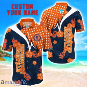 Syracuse Orange Star Tropical Flower 3D Printed Hawaiian Shirt Personalized Name Product Photo 1