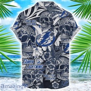 Tampa Bay Lightning Flower and Skull Hawaiian Shirt NHL Team Halloween Shirt Product Photo 2
